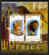 Malawi 2010 African Animals - Lion & Panther imperf sheetlet containing 2 values unmounted mint