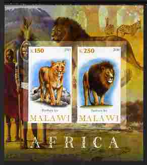 Malawi 2010 African Animals - Lion & Panther imperf sheetlet containing 2 values unmounted mint