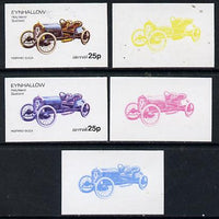 Eynhallow 1974 Vintage Cars #1 25p (Hispano-Suiza) set of 5 imperf progressive colour proofs comprising 3 individual colours (red, blue & yellow) plus 3 and all 4-colour composites unmounted mint