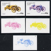 Eynhallow 1974 Vintage Cars #1 40p (Minerva) set of 5 imperf progressive colour proofs comprising 3 individual colours (red, blue & yellow) plus 3 and all 4-colour composites unmounted mint