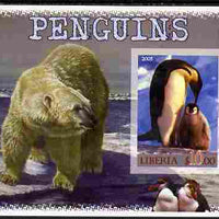 Liberia 2005 Penguins #02 imperf m/sheet with Polar Bear in background unmounted mint