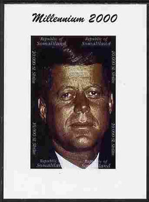 Somaliland 2000 Millennium 2000 John Kennedy composite imperf sheetlet containing 4 values unmounted mint. Note this item is privately produced and is offered purely on its thematic appeal