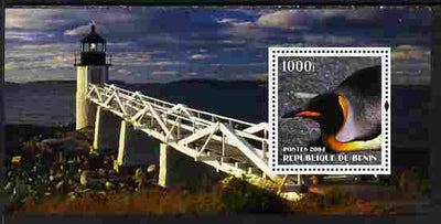 Benin 2004 Penguins #3 (Lighthouse in background) perf m/sheet unmounted mint