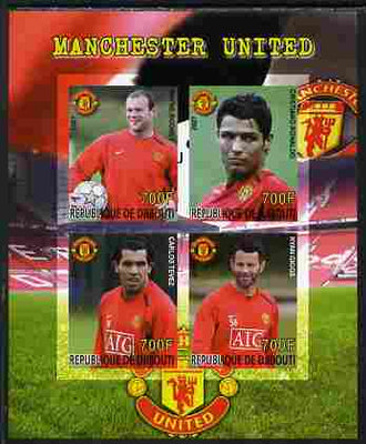 Djibouti 2007 Manchester United imperf sheetlet containing 4 values unmounted mint. Note this item is privately produced and is offered purely on its thematic appeal