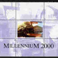 Turkmenistan 2000 Millennium perf souvenir sheet (Train, Concorde, Tram & Car) unmounted mint. Note this item is privately produced and is offered purely on its thematic appeal