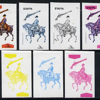 Staffa 1974 Military Uniforms (on Horseback) 1/2p (Royal Horse Guards 1742) set of 7 imperf progressive colour proofs comprising the 4 individual colours plus 2, 3 and all 4-colour composites unmounted mint