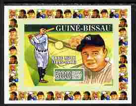 Guinea - Bissau 2007 Sportsmen of the Century - Babe Ruth individual imperf deluxe sheet unmounted mint. Note this item is privately produced and is offered purely on its thematic appeal, similar to Yv 2284