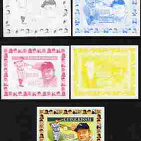 Guinea - Bissau 2007 Sportsmen of the Century - Babe Ruth individual deluxe sheet - the set of 5 imperf progressive proofs comprising the 4 individual colours plus all 4-colour composite, unmounted mint,similar to Yv 2284