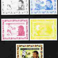 Guinea - Bissau 2007 Sportsmen of the Century - Pele individual deluxe sheet - the set of 5 imperf progressive proofs comprising the 4 individual colours plus all 4-colour composite, unmounted mint similar to Yv 2285