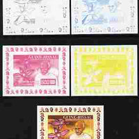 Guinea - Bissau 2007 Humanitarians #2 - Mahatma Gandhi & Orchid individual deluxe sheet - the set of 5 imperf progressive proofs comprising the 4 individual colours plus all 4-colour composite, unmounted mint