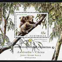 Australia & China 1995 Joint issue - Koala Bear m/sheet opt'd for Australian Stamp Exhibition unmounted mint, as SG MS 1551a