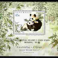 Australia & China 1995 Joint issue - Giant panda m/sheet opt'd for International Stamp & Coin Expo unmounted mint, as SG MS 1551b