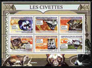 Guinea - Conakry 2009 Civets perf sheetlet containing 6 values unmounted mint