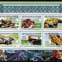 Guinea - Conakry 2009 Frogs perf sheetlet containing 6 values unmounted mint
