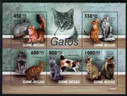 Guinea - Bissau 2010 Domestic Cats perf sheetlet containing 5 values unmounted mint