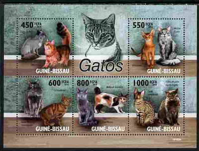 Guinea - Bissau 2010 Domestic Cats perf sheetlet containing 5 values unmounted mint