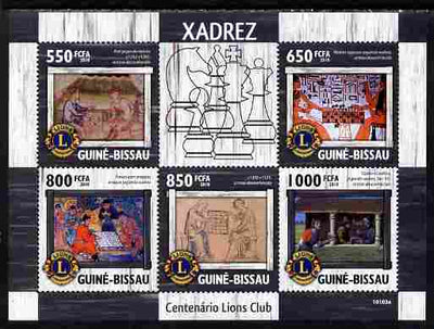 Guinea - Bissau 2010 Chess in Art with Lions Int Logo perf sheetlet containing 5 values unmounted mint