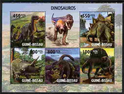 Guinea - Bissau 2010 Dinosaurs perf sheetlet containing 5 values unmounted mint