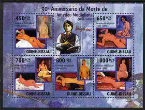 Guinea - Bissau 2010 90th death Anniversary of Modigliani perf sheetlet containing 5 values unmounted mint