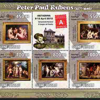 Guinea - Bissau 2010 Paintings by Rubens with Antverpia Stamp Exhibition Logo perf sheetlet containing 5 values unmounted mint