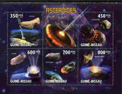 Guinea - Bissau 2010 Asteroids perf sheetlet containing 5 values unmounted mint