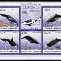 Comoro Islands 2009 Whales perf sheetlet containing 5 values unmounted mint Yv 1651-55