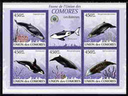 Comoro Islands 2009 Whales perf sheetlet containing 5 values unmounted mint Yv 1651-55