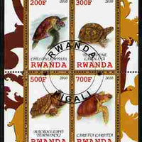 Rwanda 2010 Turtles perf sheetlet containing 4 values fine cto used