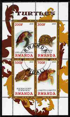 Rwanda 2010 Turtles perf sheetlet containing 4 values fine cto used