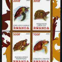 Rwanda 2010 Turtles perf sheetlet containing 4 values unmounted mint