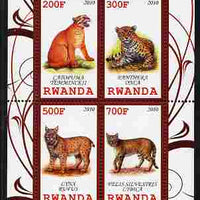 Rwanda 2010 Wild Cats perf sheetlet containing 4 values unmounted mint