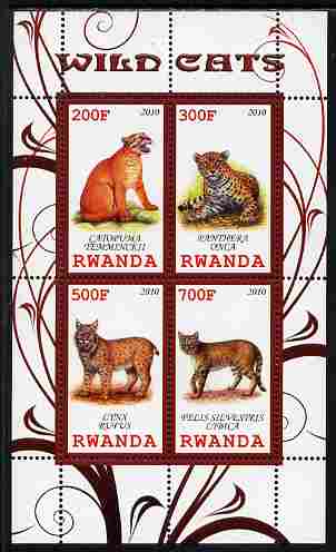 Rwanda 2010 Wild Cats perf sheetlet containing 4 values unmounted mint