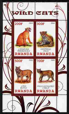 Rwanda 2010 Wild Cats perf sheetlet containing 4 values unmounted mint