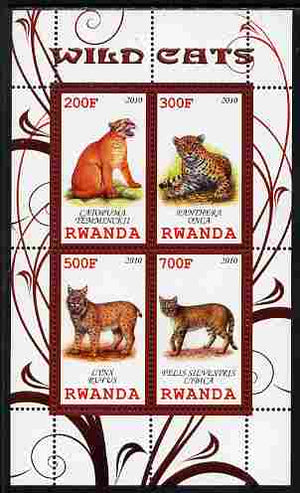 Rwanda 2010 Wild Cats perf sheetlet containing 4 values unmounted mint