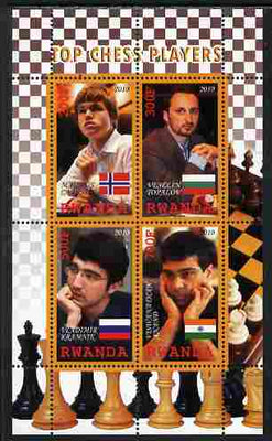 Rwanda 2010 Top Chess Players #1 perf sheetlet containing 4 values unmounted mint