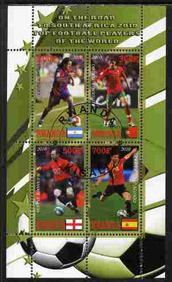 Rwanda 2010 Football World Cup - FIFA Top Players #1 perf sheetlet containing 4 values fine cto used