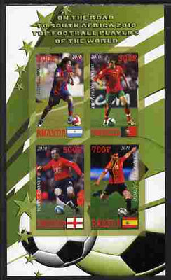 Rwanda 2010 Football World Cup - FIFA Top Players #1 imperf sheetlet containing 4 values unmounted mint