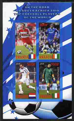 Rwanda 2010 Football World Cup - FIFA Top Players #2 imperf sheetlet containing 4 values unmounted mint