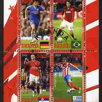 Rwanda 2010 Football World Cup - FIFA Top Players #3 perf sheetlet containing 4 values fine cto used