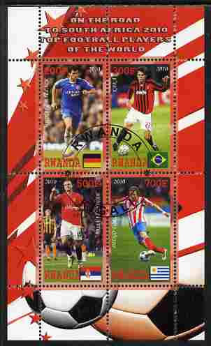 Rwanda 2010 Football World Cup - FIFA Top Players #3 perf sheetlet containing 4 values fine cto used