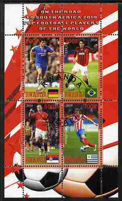Rwanda 2010 Football World Cup - FIFA Top Players #3 perf sheetlet containing 4 values fine cto used