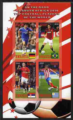 Rwanda 2010 Football World Cup - FIFA Top Players #3 imperf sheetlet containing 4 values unmounted mint