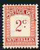 Seychelles 1951 Postage Due 2c red & carmine wmk Script CA unmounted mint, SG D1