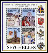 Seychelles 1986 Visit of Pope John Paul perf m/sheet unmounted mint, SG MS 658