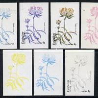 Eynhallow 1974 Flowers #01 - 4p (Anthyllis Vulneria) set of 7 imperf progressive colour proofs comprising the 4 individual colours plus 2, 3 and all 4-colour composites unmounted mint