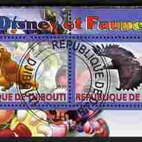Djibouti 2010 Disney & Fauna #1 perf sheetlet containing 2 values fine cto used