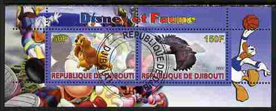 Djibouti 2010 Disney & Fauna #1 perf sheetlet containing 2 values fine cto used