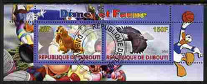 Djibouti 2010 Disney & Fauna #1 perf sheetlet containing 2 values fine cto used