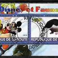 Djibouti 2010 Disney & Fauna #2 perf sheetlet containing 2 values fine cto used
