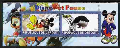 Djibouti 2010 Disney & Fauna #2 perf sheetlet containing 2 values fine cto used